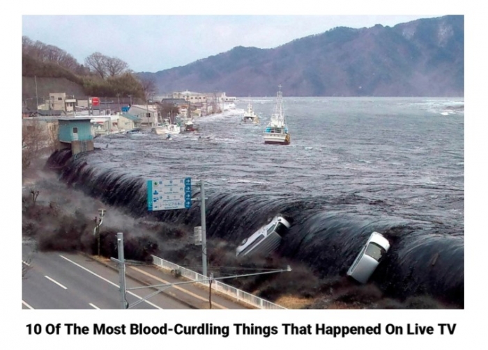 cars crashing in a flood