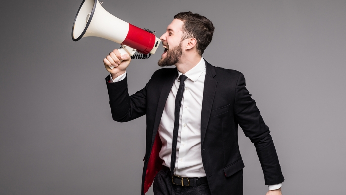 man with megaphone