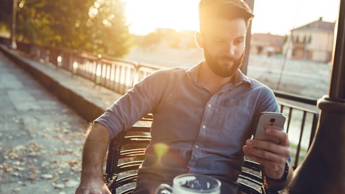 man with smartphone