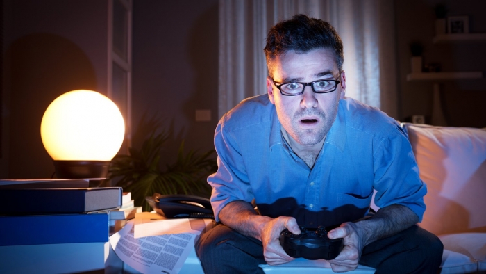 person playing video games