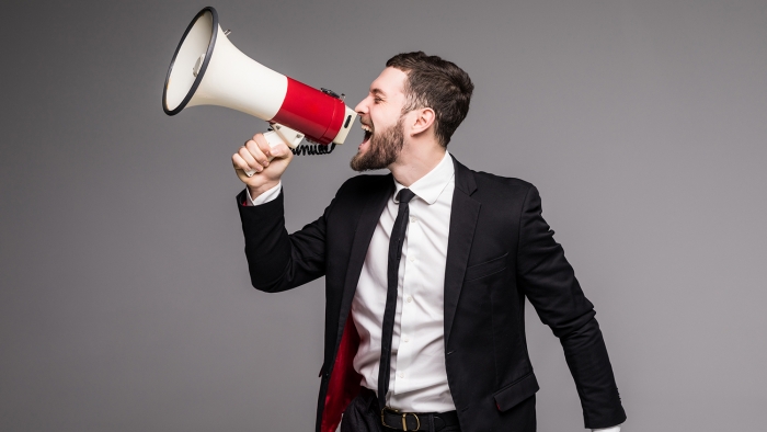 person using megaphone