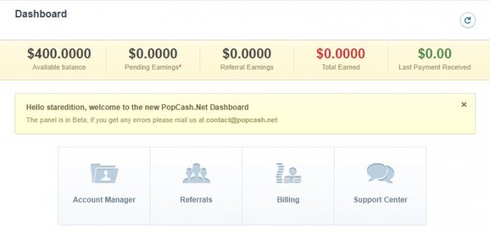 popcash user dashboard 2