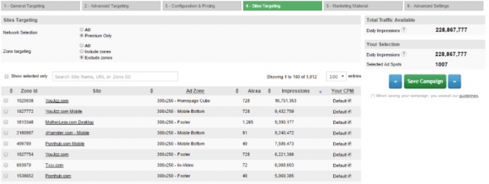 sites targeting