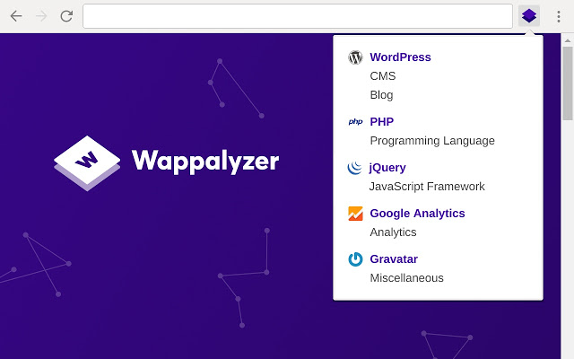 Wappalyzer chrome extension