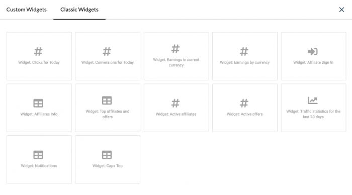 affise widgets