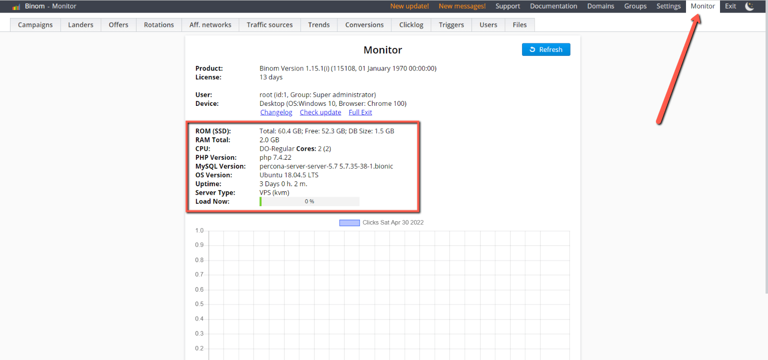 data storage space in binom tracker