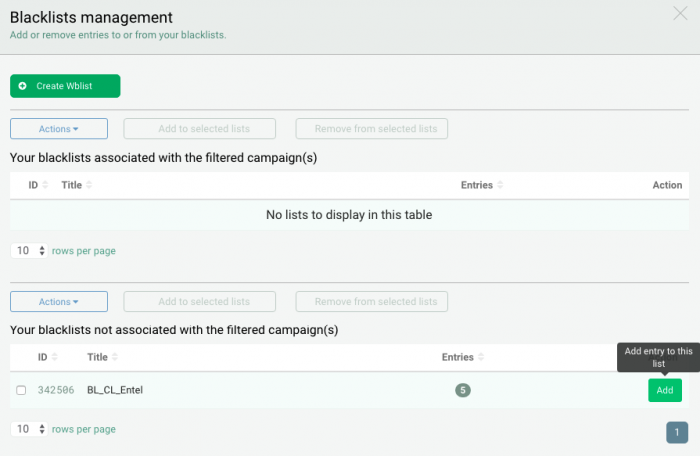 manage blacklists on plugrush