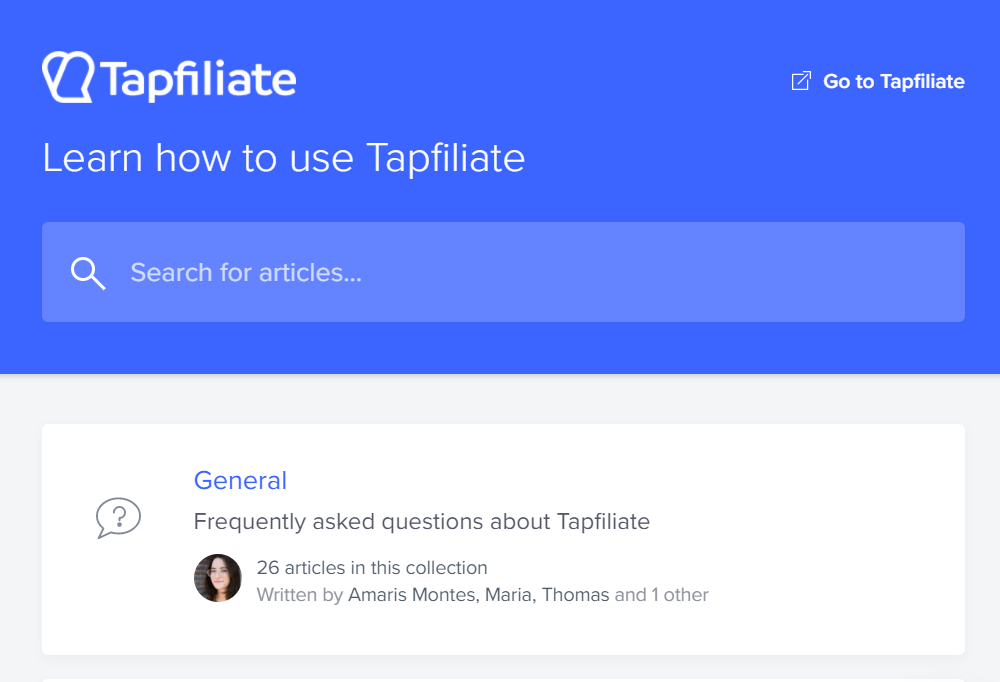 tapfiliate support