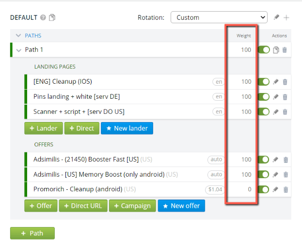 weight system in binom tracker