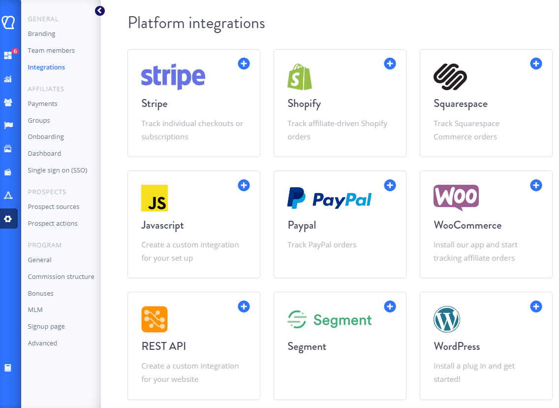 tapfiliate integrations