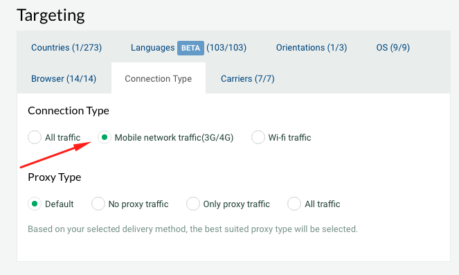 carrier targeting on plugrush