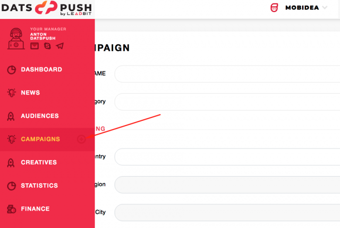 create a campaign on datspush