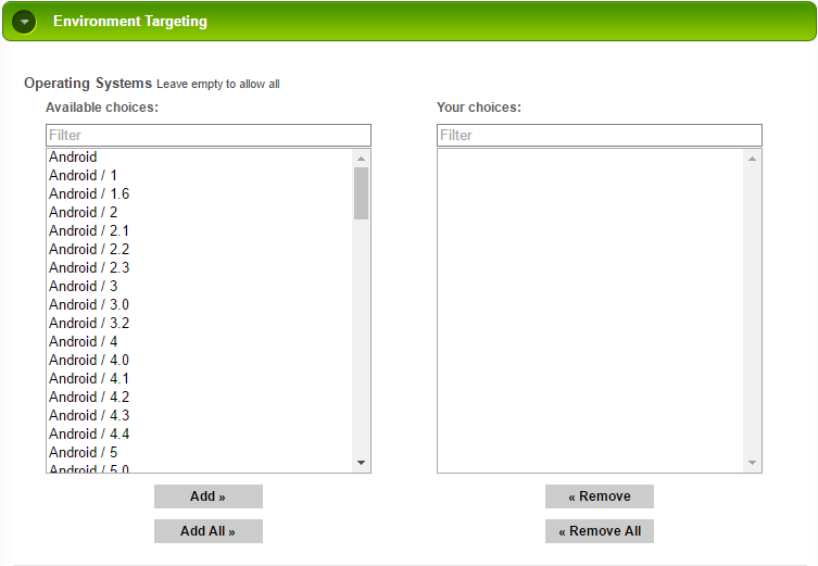 popads environment targeting